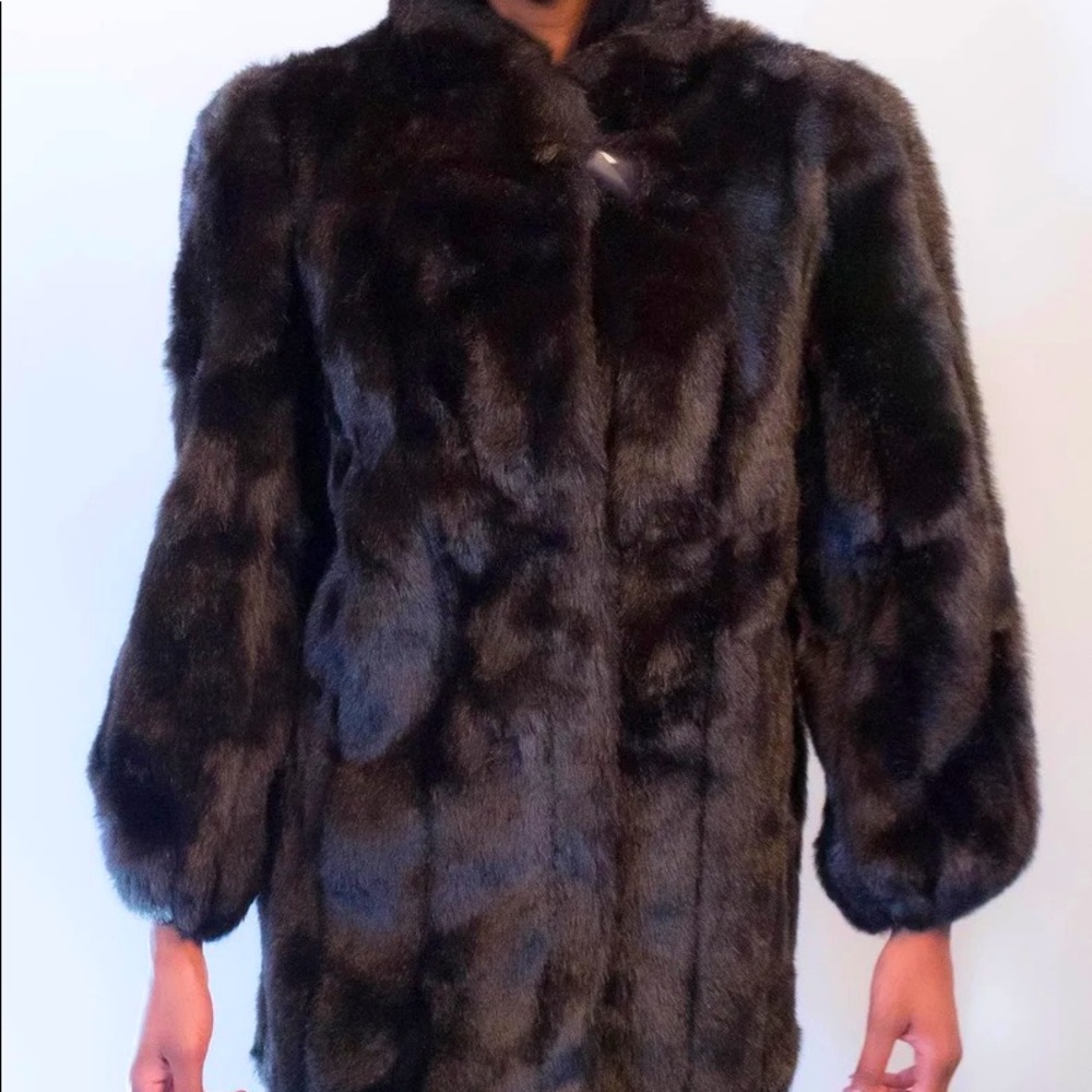 Womens Mid-Long Plush Fur Coat